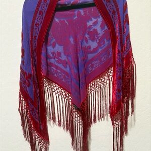 Elegant Red and Purple Women's Shawl